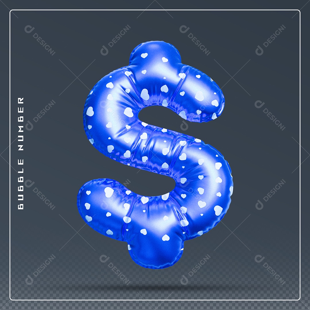 Elemento 3D Cifrão $ Azul e Branco para Composição PSD