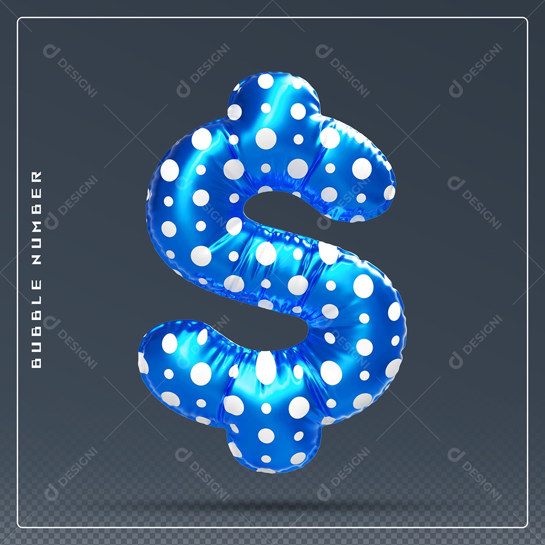 Elemento 3D Cifrão $ Azul e Branco para Composição PSD