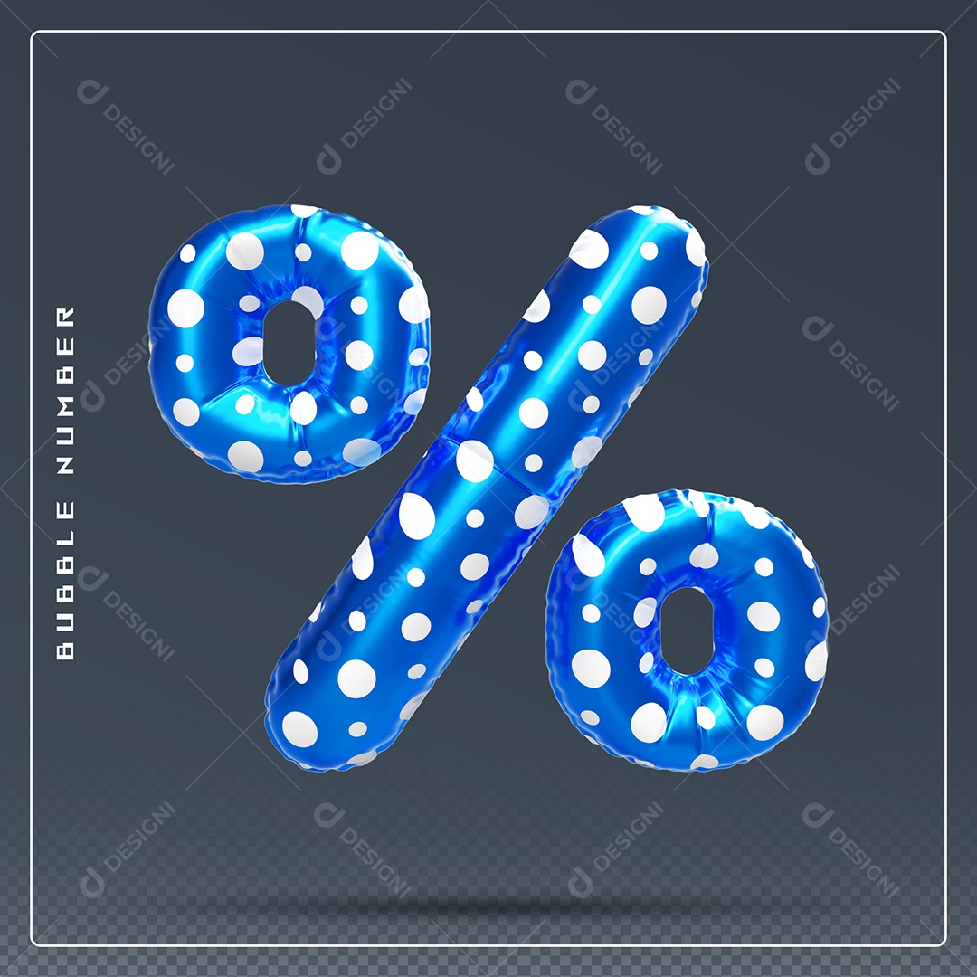 Elemento 3D % Símbolo De Porcentagem Azul E Branco Para Composição PSD