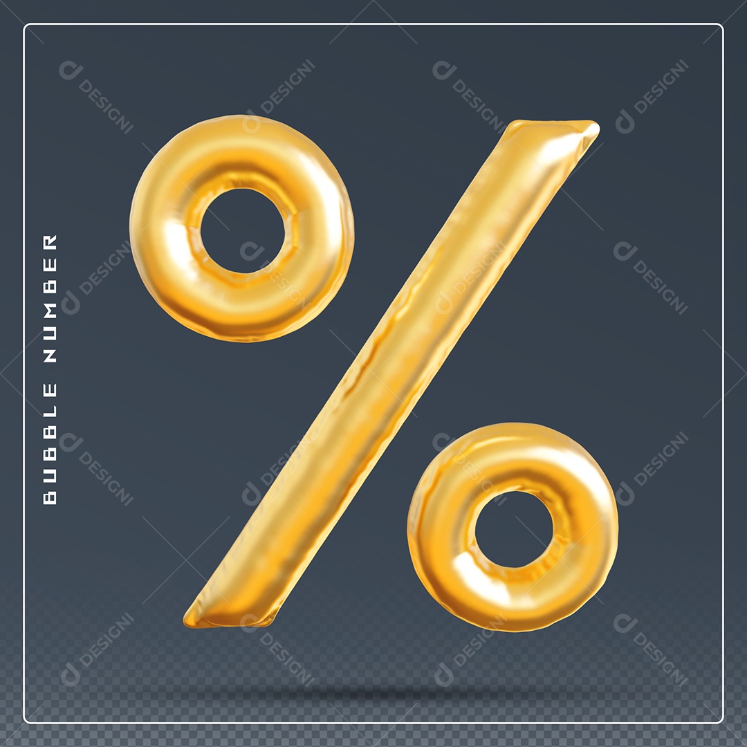 Elemento 3D % Símbolo De Porcentagem Dourado Para Composição PSD