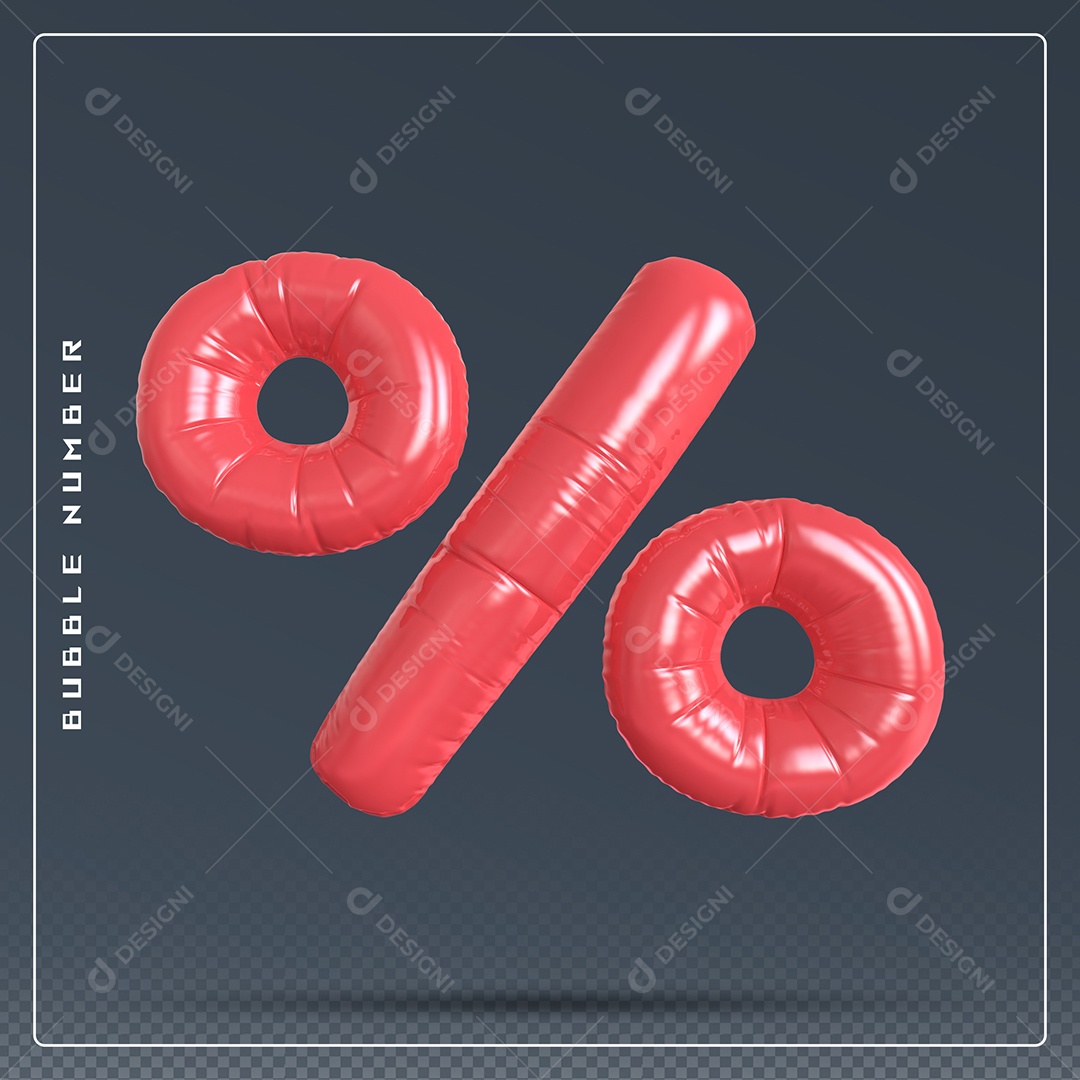 Elemento 3D % Símbolo De Porcentagem Vermelho Para Composição PSD