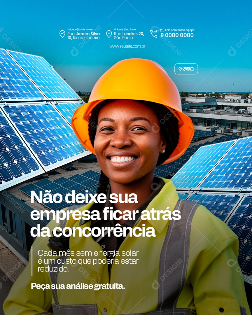 Energia Solar Não Deixe sua Empresa Ficar Atrás da Concorrência Social Media PSD Editável