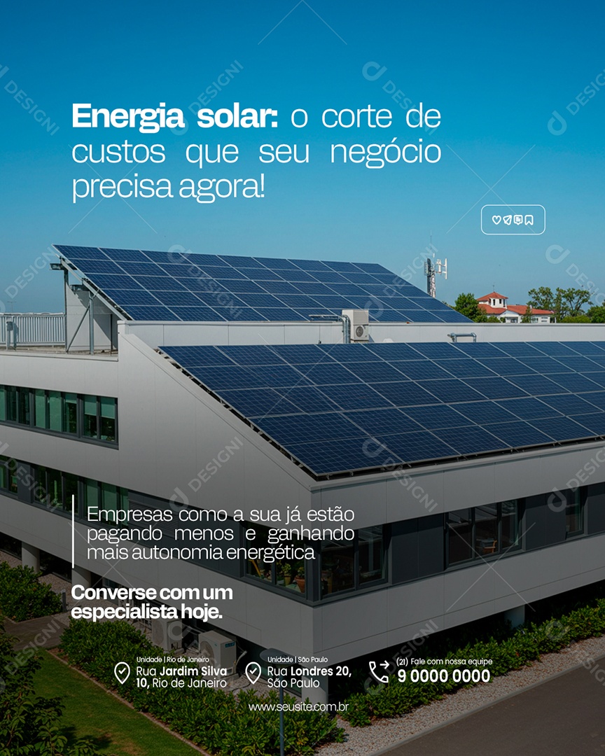 Energia Solar O Corte de Custos Que seu Negócio Precisa Agora Social Media PSD Editável
