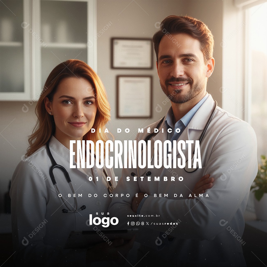 Dia do Médico Endocrinologista 01 de Setembro O Bem da Alma Social Media PSD Editável