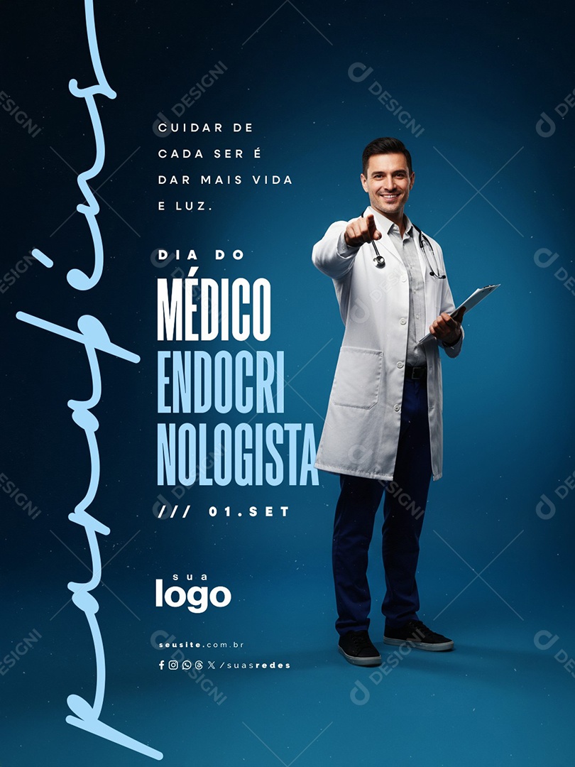Dia do Médico Endocrinologista 01 de Setembro Parabéns Social Media PSD Editável
