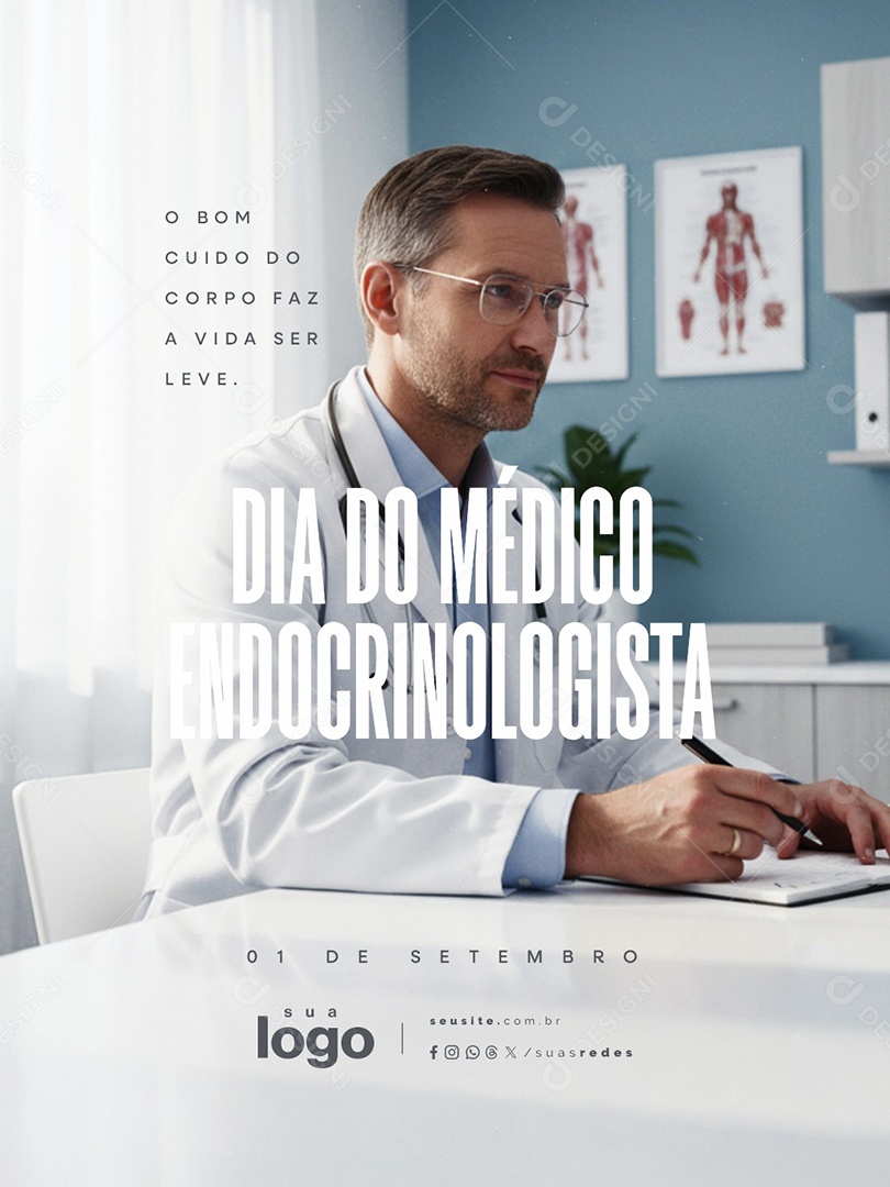 Dia do Médico Endocrinologista 01 de Setembro Social Media PSD Editável