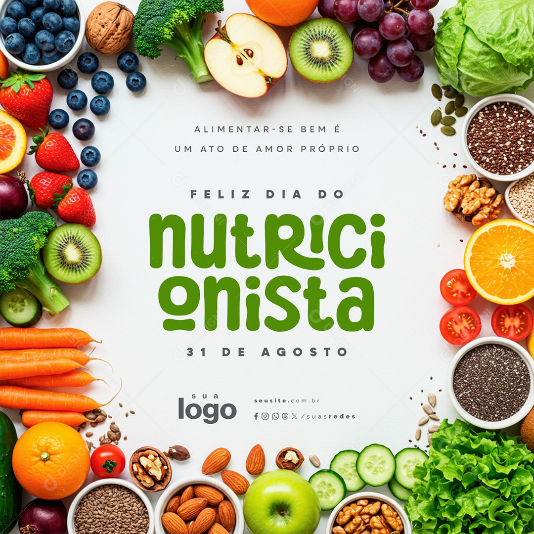 Feliz Dia do Nutricionista 31 De Agosto Social Media PSD Editável