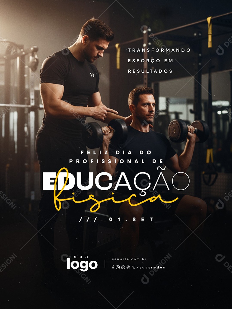 Feliz Dia do Profissional de Educação Física 01 de Setembro Transformando Esforço Social Media PSD Editável