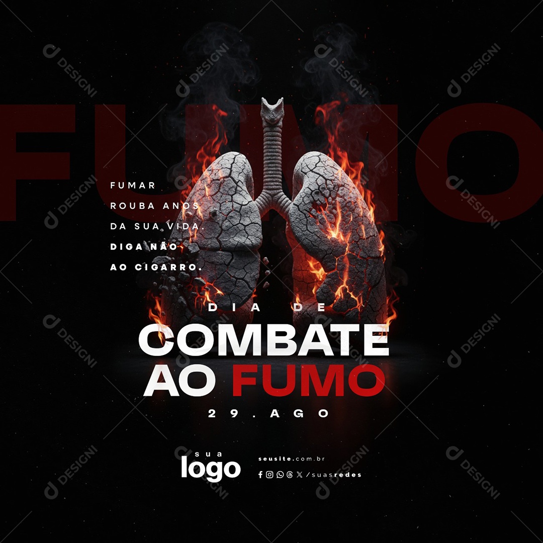 Dia Nacional de Combate ao Fumo 29 de Agosto Fumar Rouba Anos Social Media PSD Editável