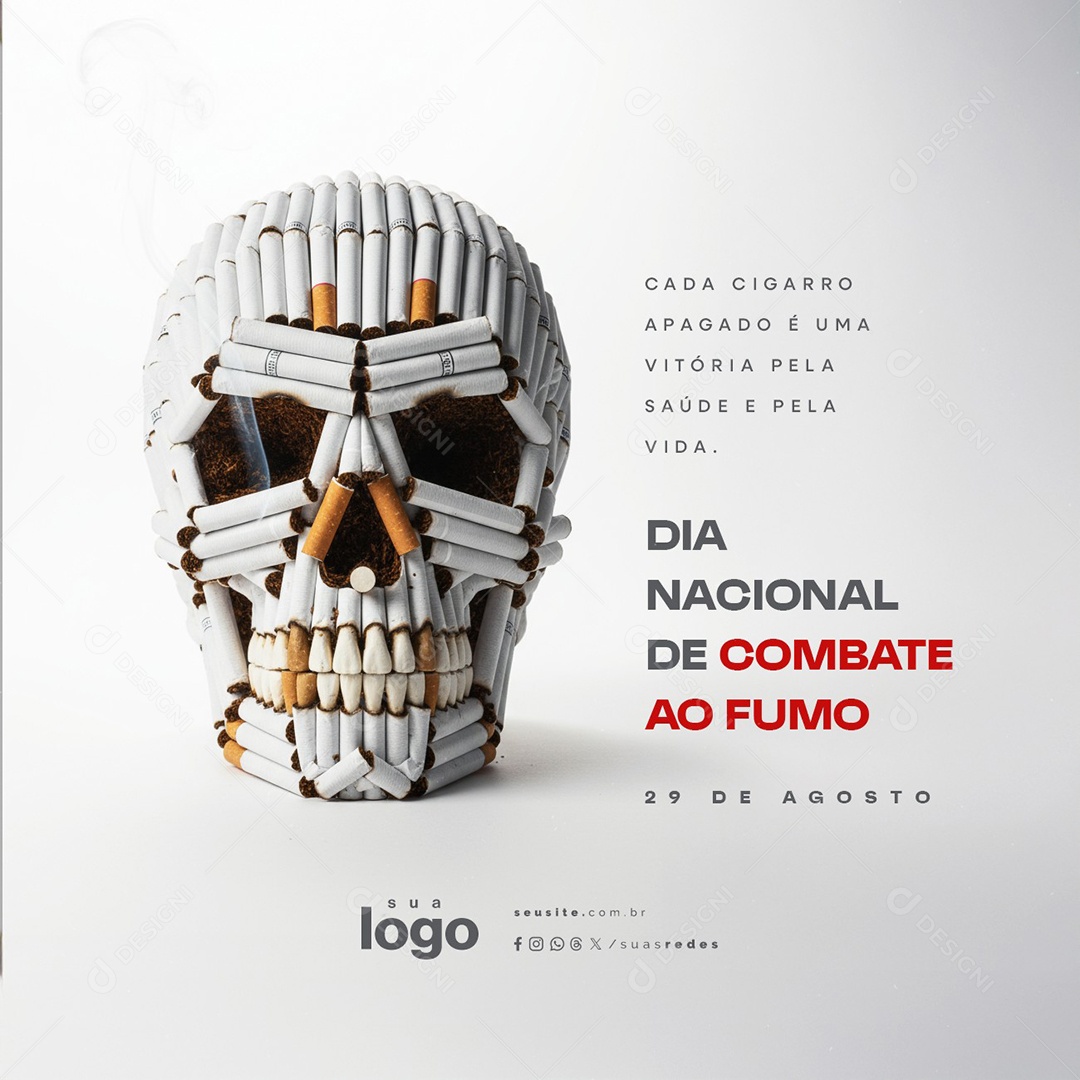 Dia Nacional de Combate ao Fumo 29 de Agosto Vitória Pela Saúde Social Media PSD Editável