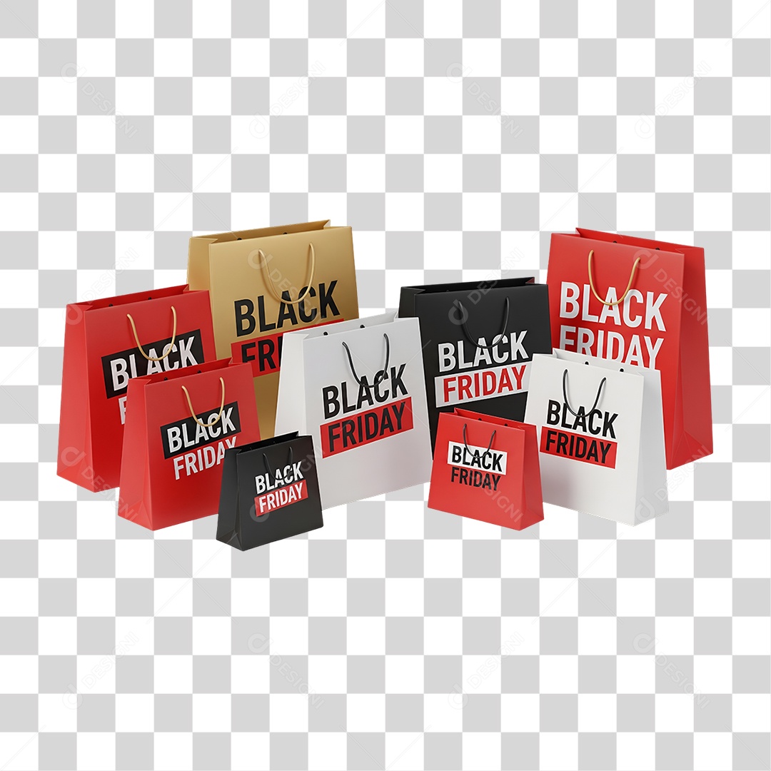 Sacolas de Black Friday PNG Transparente