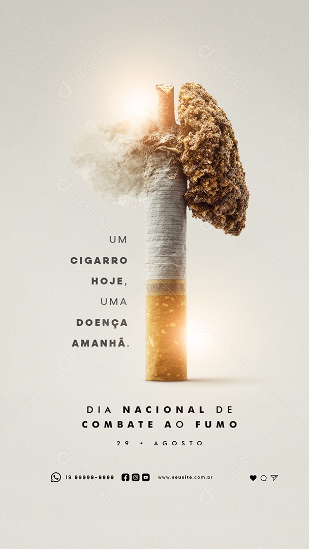 Story Dia Nacional de Combate ao Fumo 29 de Agosto Um Cigarro Hoje Social Media PSD Editável