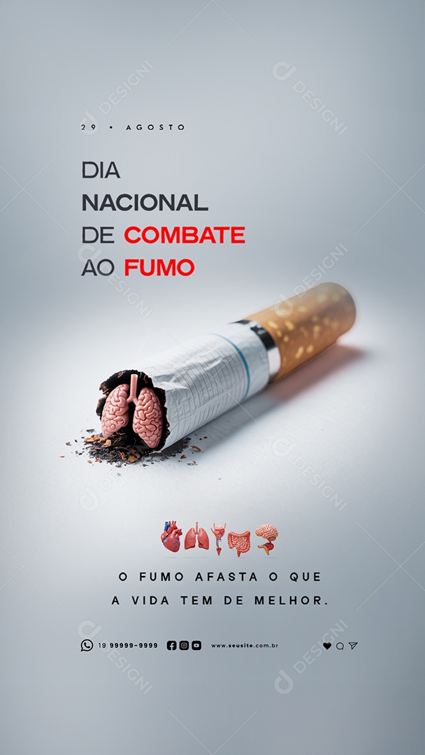 Story Dia Nacional de Combate ao Fumo 29 de Agosto Social Media PSD Editável