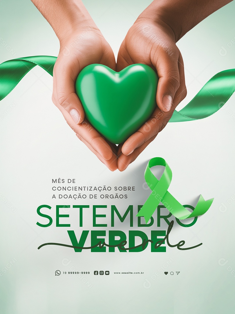 Setembro Verde Mês de Conscientização Sobre a Doação de Órgãos Social Media PSD Editável