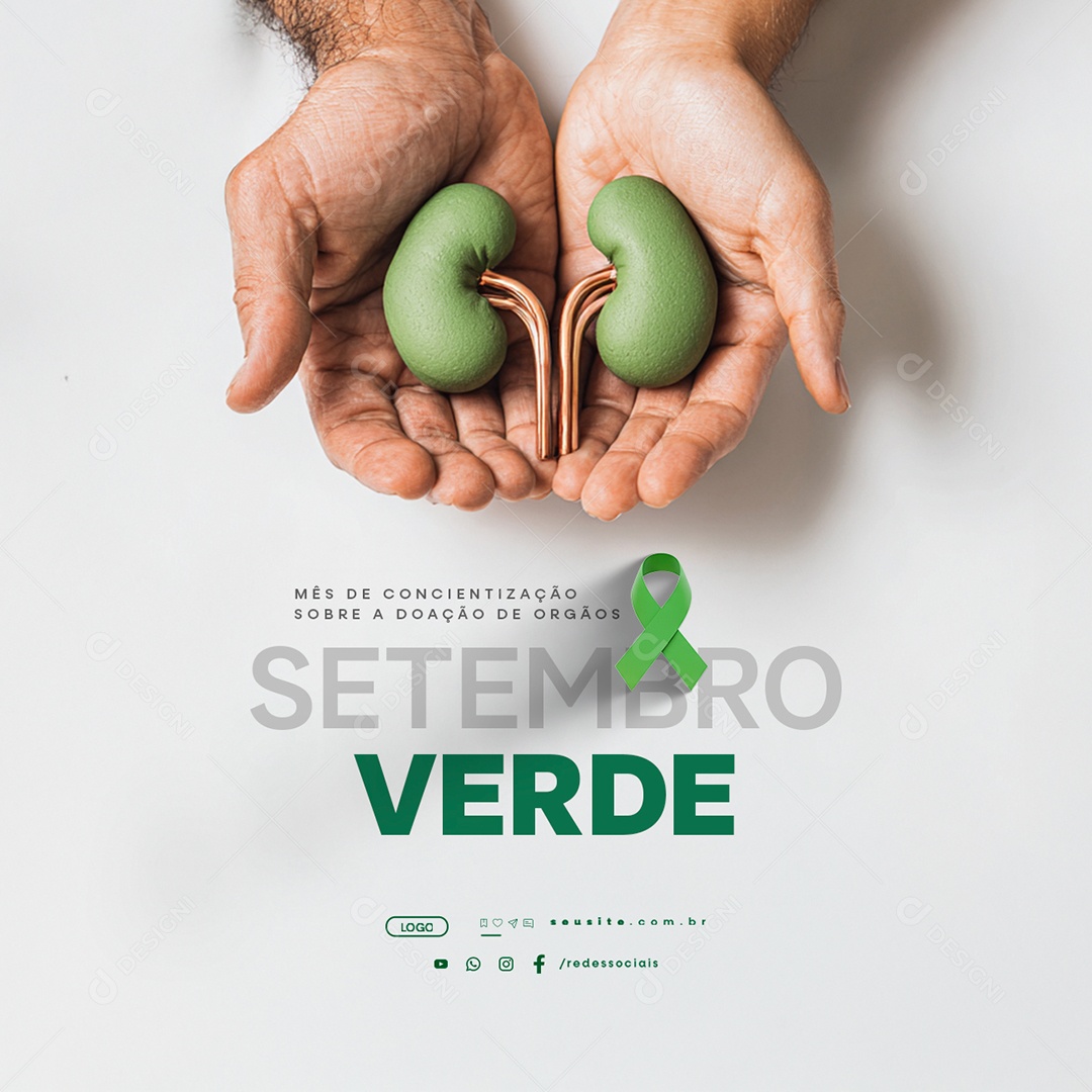 Setembro Verde Mês de Conscientização Sobre a Doação de Órgãos Social Media PSD Editável