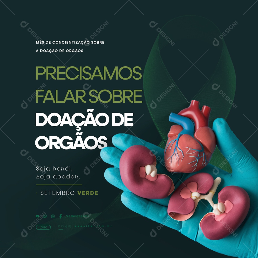Setembro Verde Seja Herói Seja Doador Social Media PSD Editável