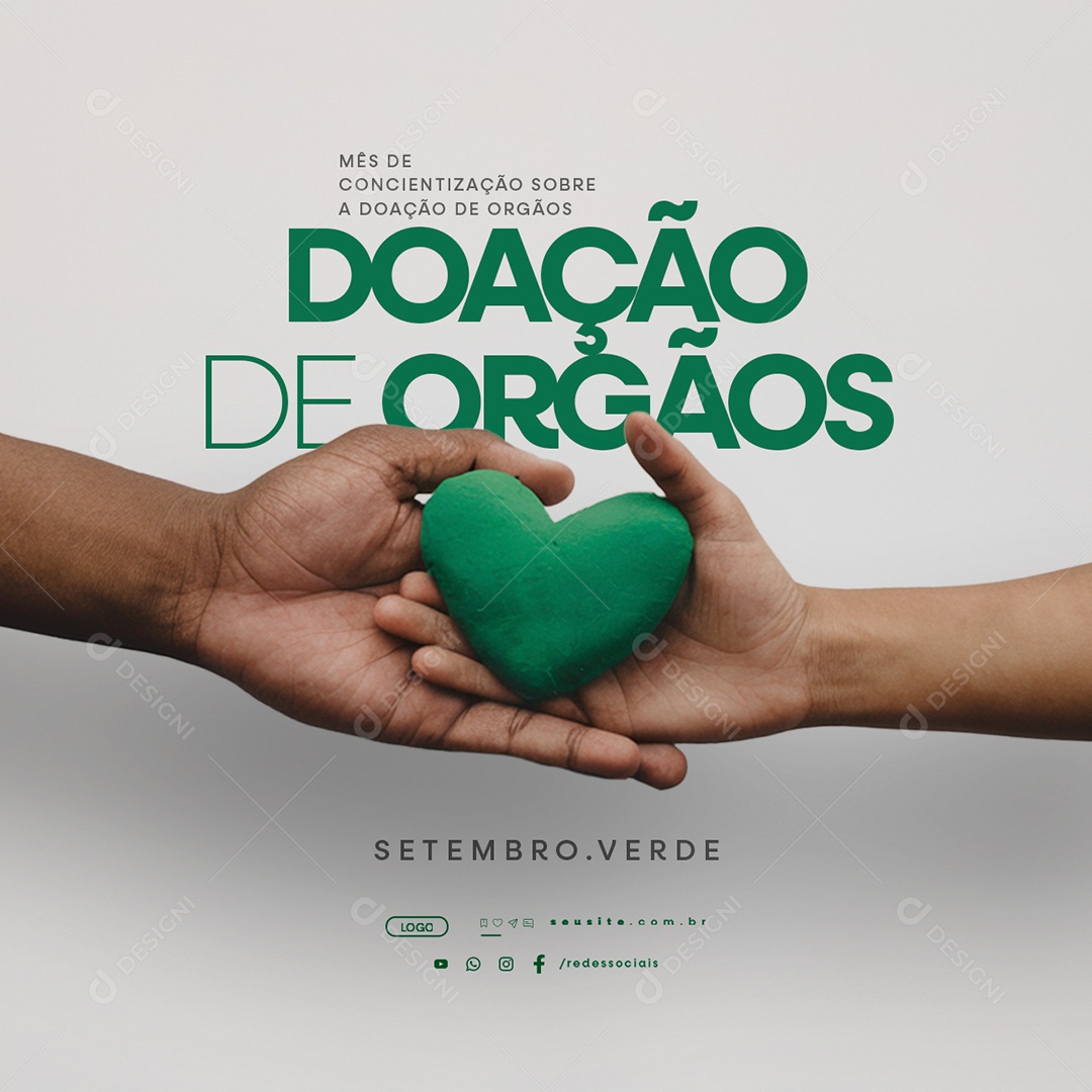 Setembro Verde Mês de Conscientização Sobre a Doação de Órgãos Social Media PSD Editável