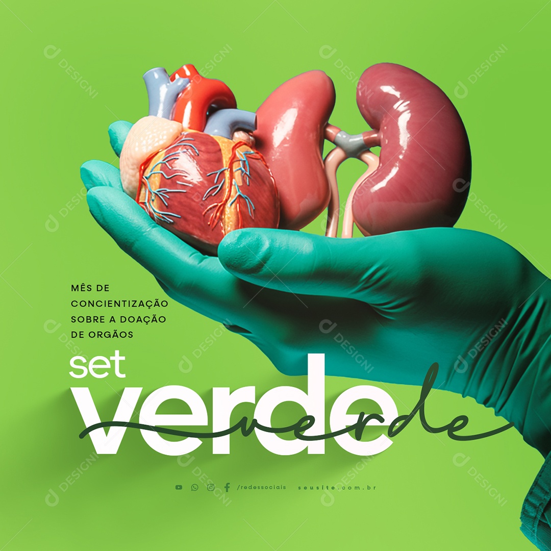 Setembro Verde Mês de Conscientização Sobre a Doação de Órgãos Social Media PSD Editável