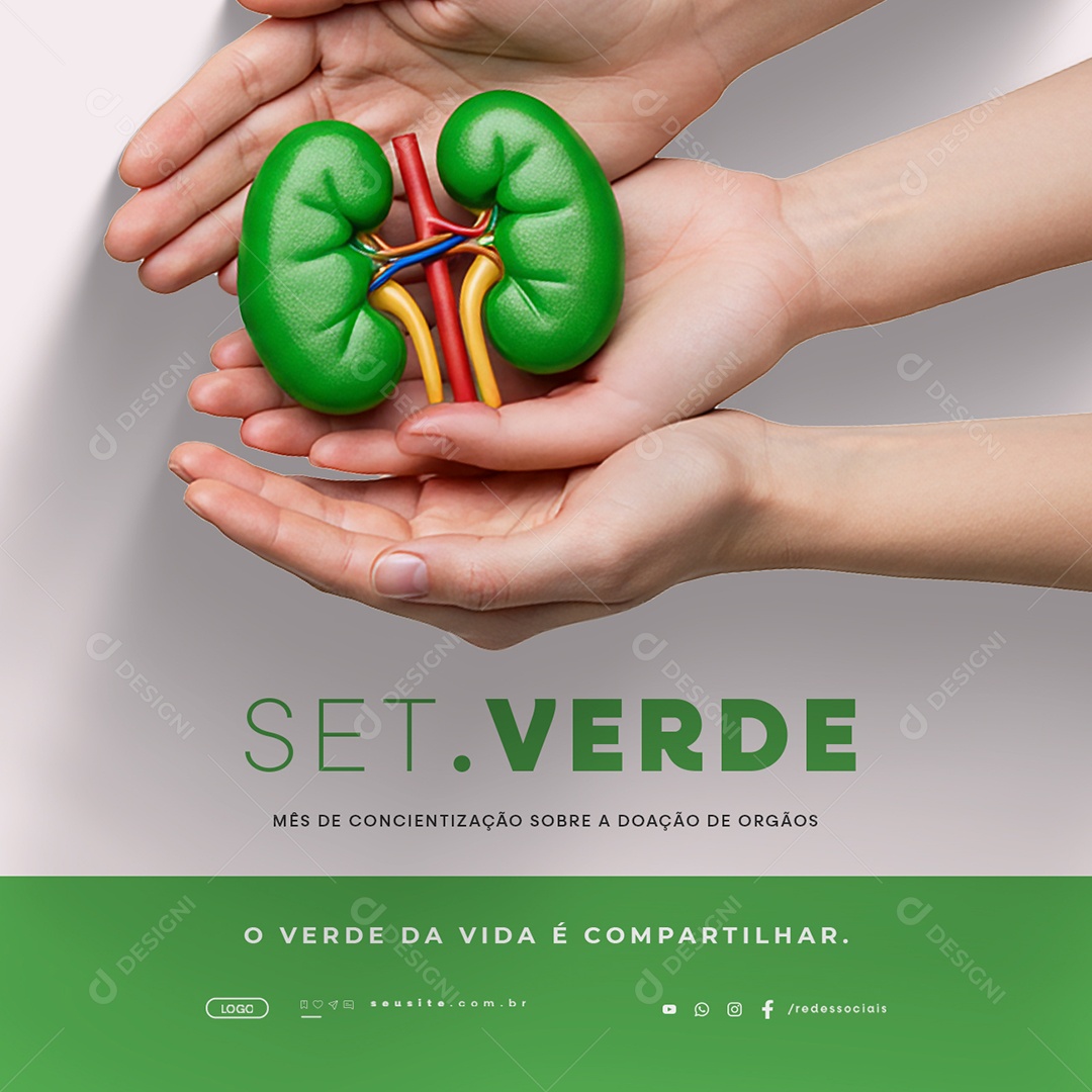 Setembro Verde Mês de Conscientização Sobre a Doação de Órgãos Social Media PSD Editável