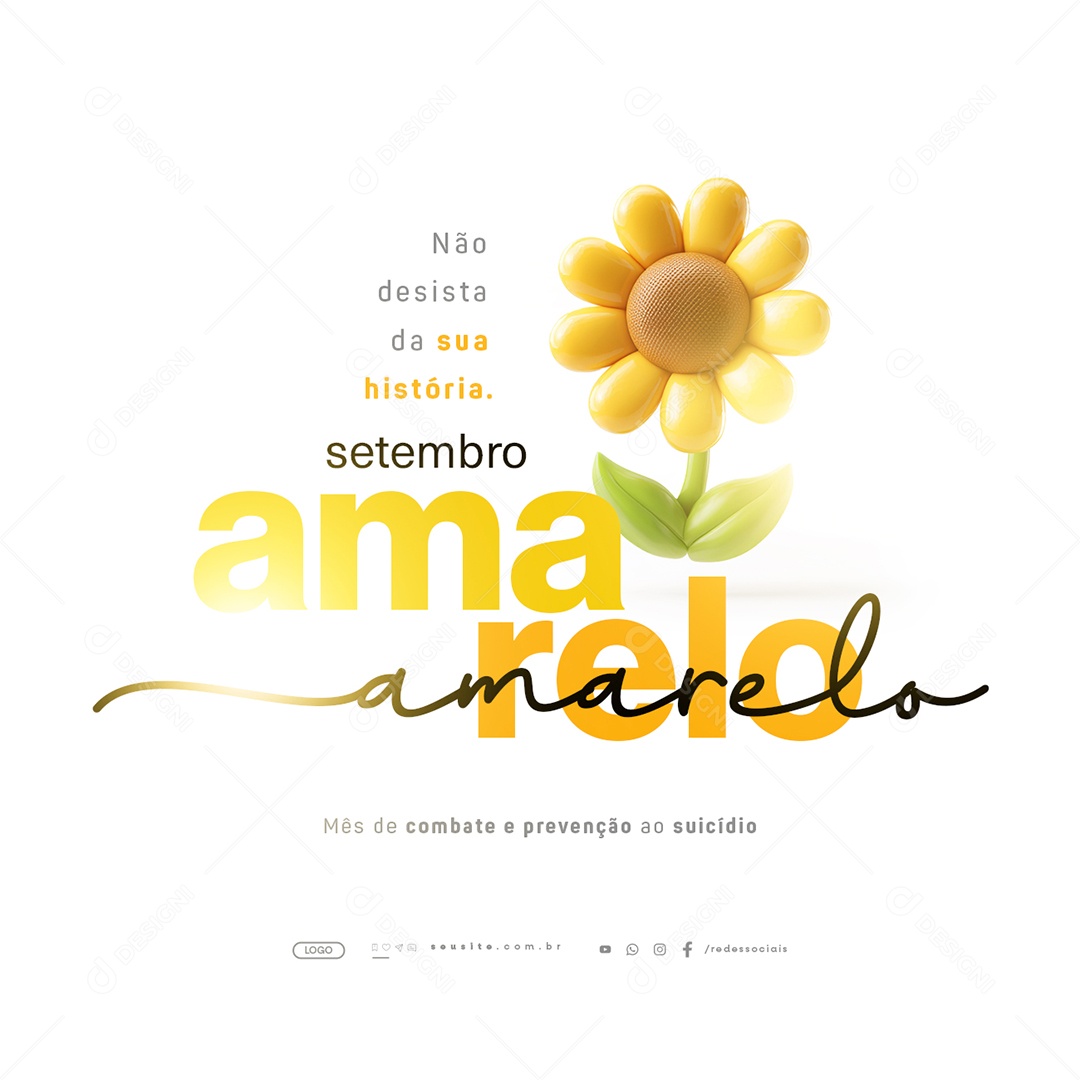 Setembro Amarelo Mês de Combate e Prevenção ao Suicídio Social Media PSD Editável
