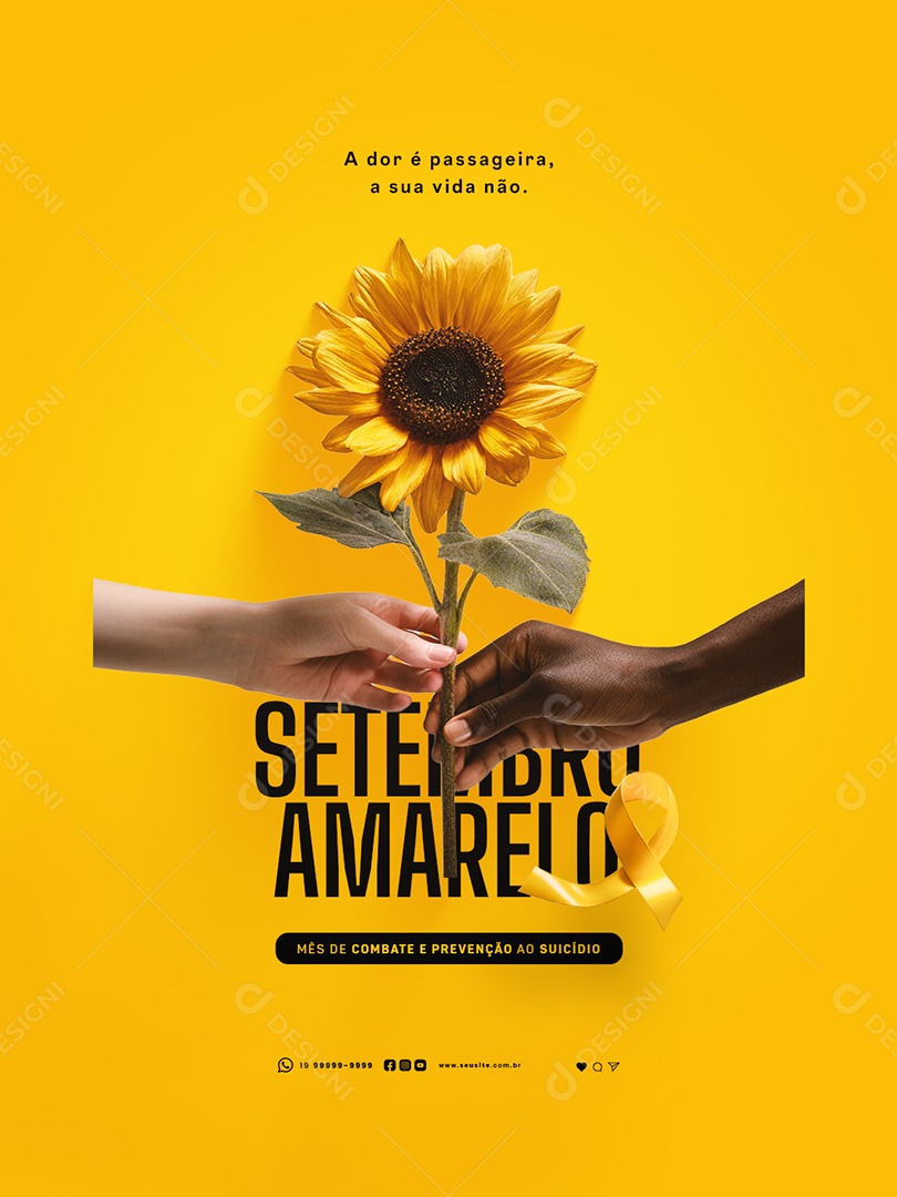Setembro Amarelo A Dor é Passageira a Sua Vida Não Social Media PSD Editável