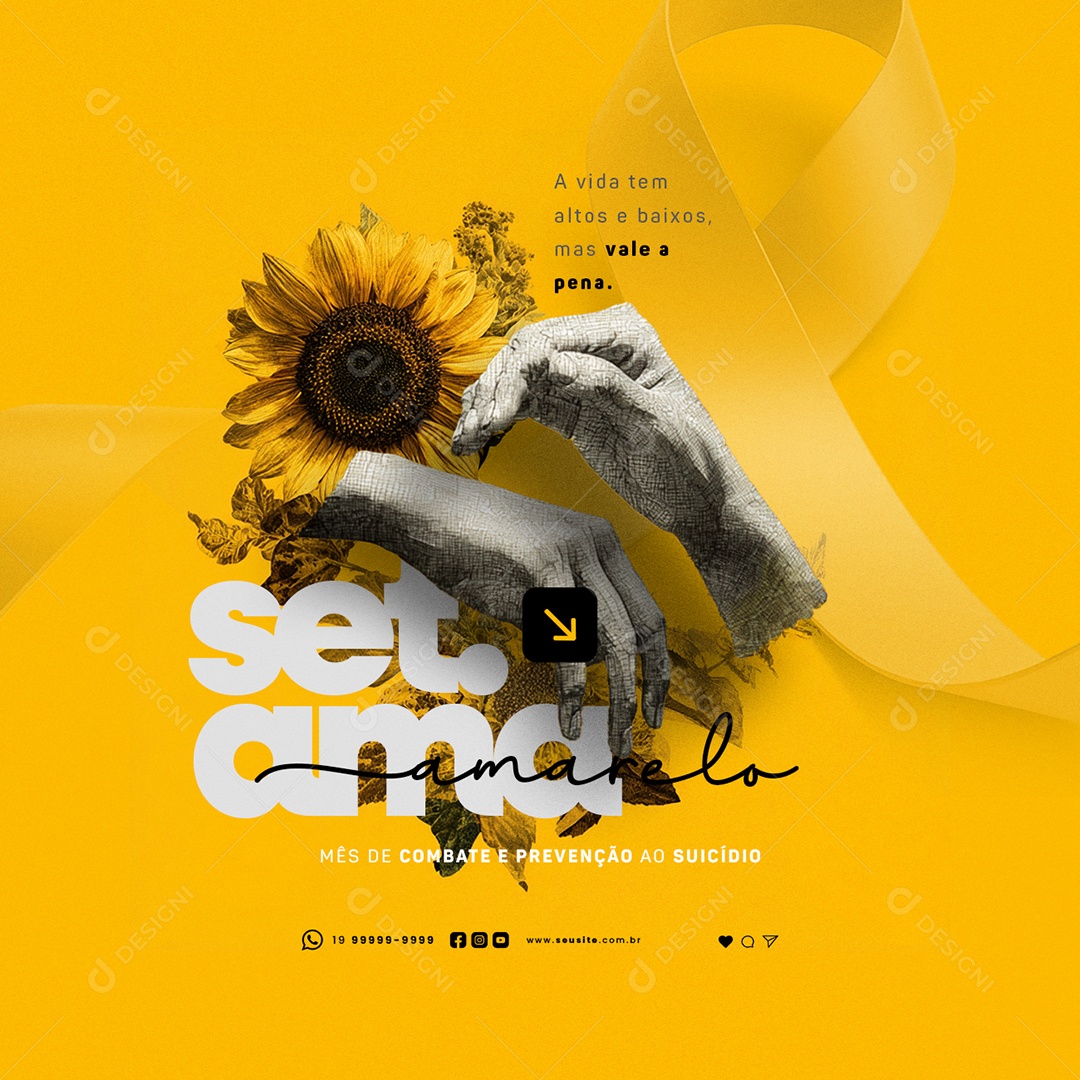 Setembro Amarelo A Vida Tem Altos e Baixos Social Media PSD Editável