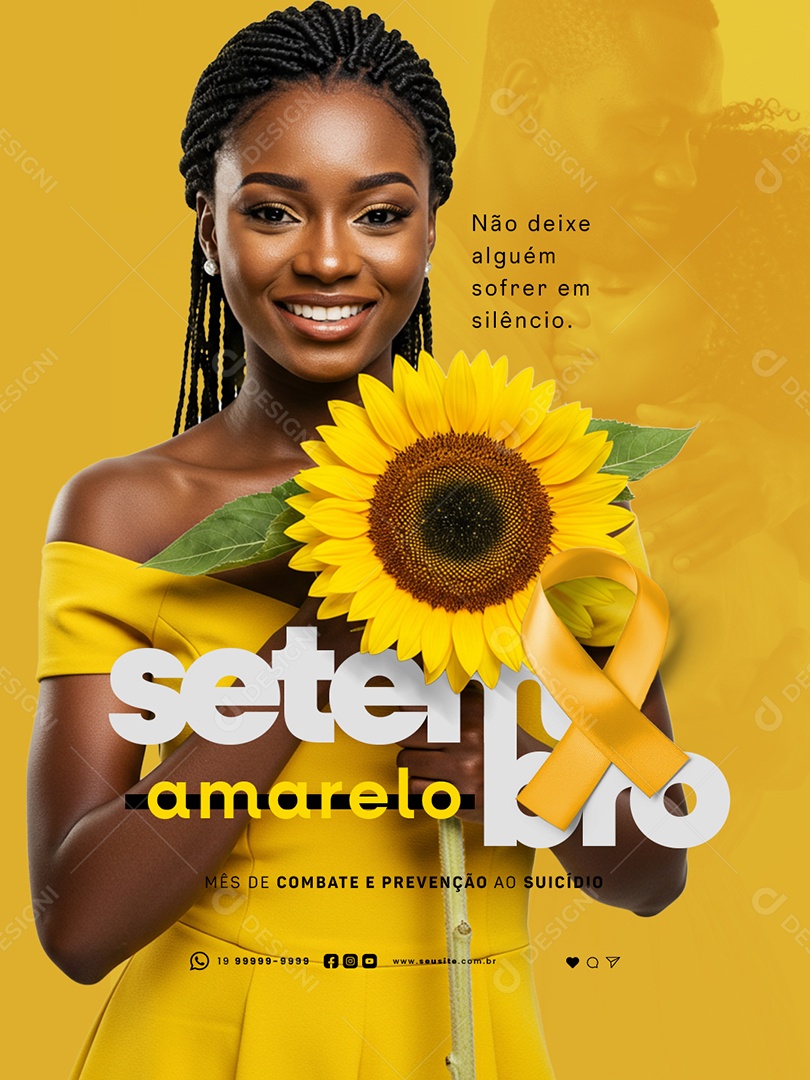 Setembro Amarelo Não Deixe Alguém Sofrer em Silêncio Social Media PSD Editável