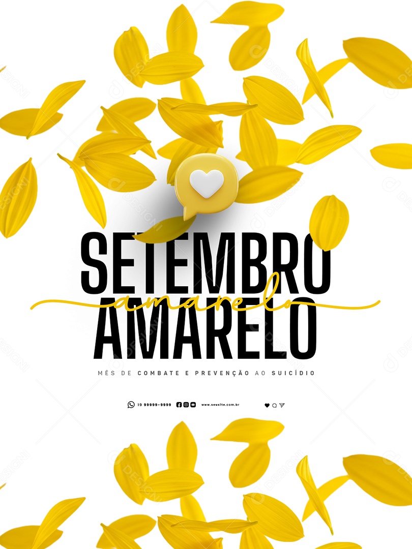 Setembro Amarelo Mês de Combate e Prevenção ao Suicídio Social Media PSD Editável