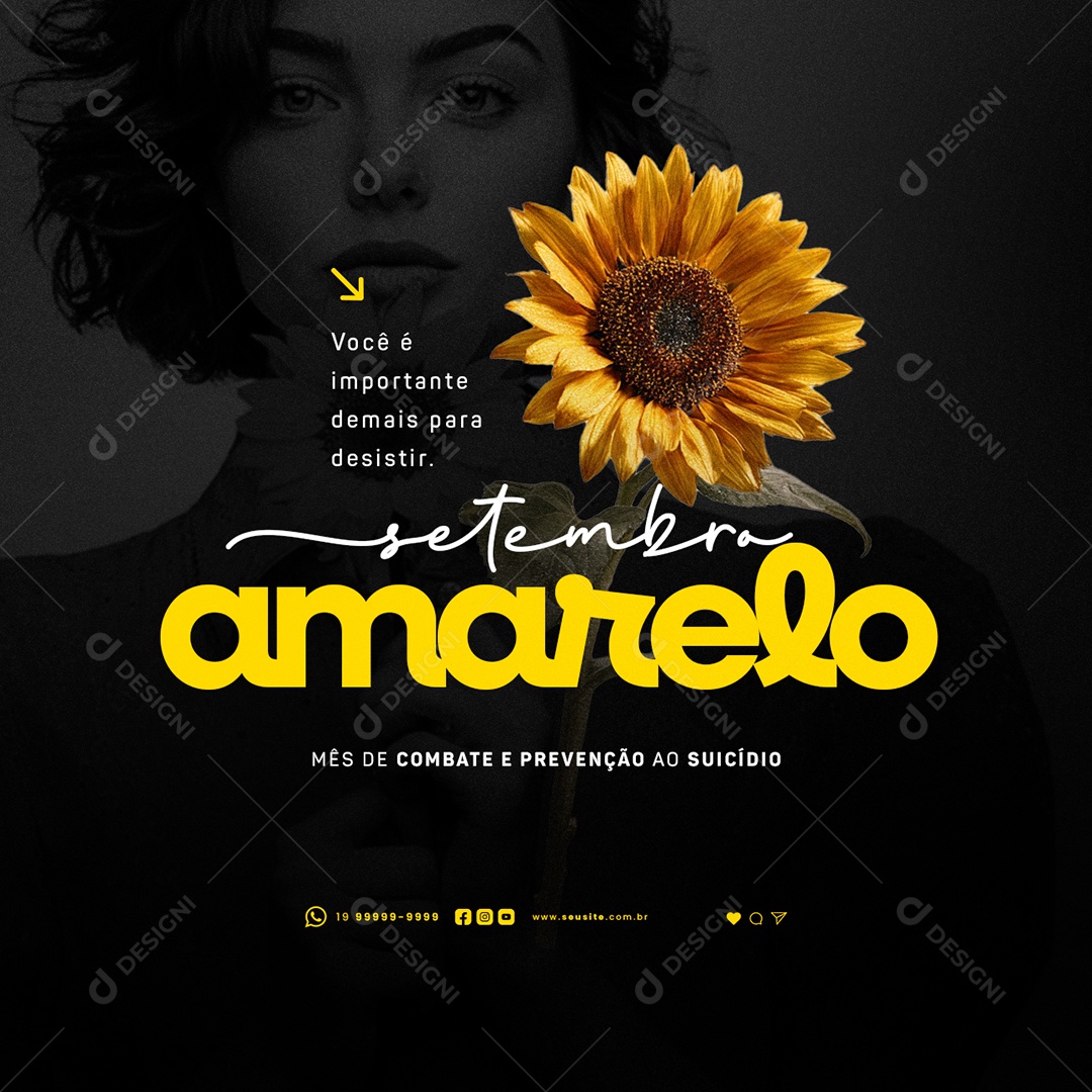 Setembro Amarelo Mês de Combate e Prevenção ao Suicídio Social Media PSD Editável