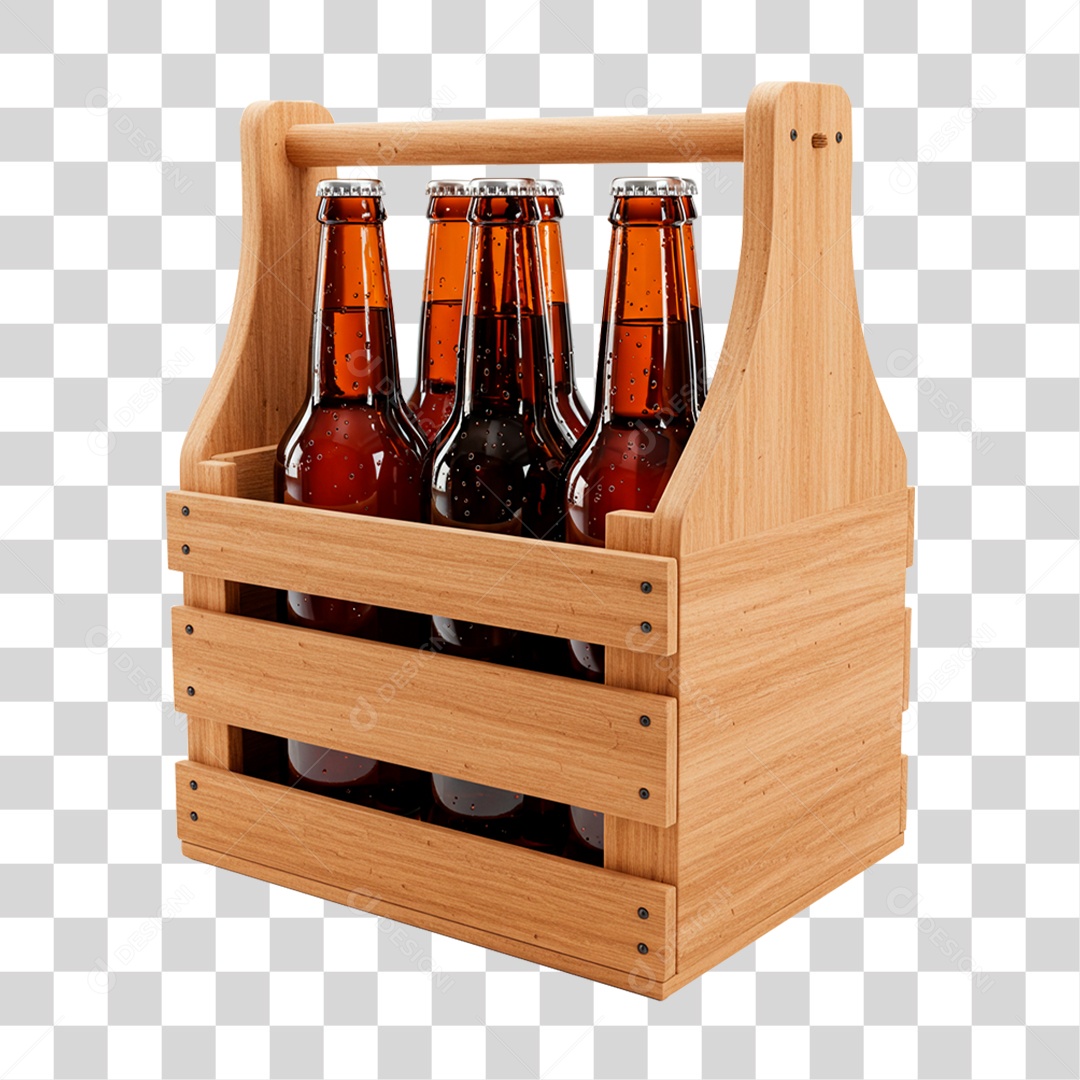 Caixa com Garrafa de Cerveja PNG Transparente