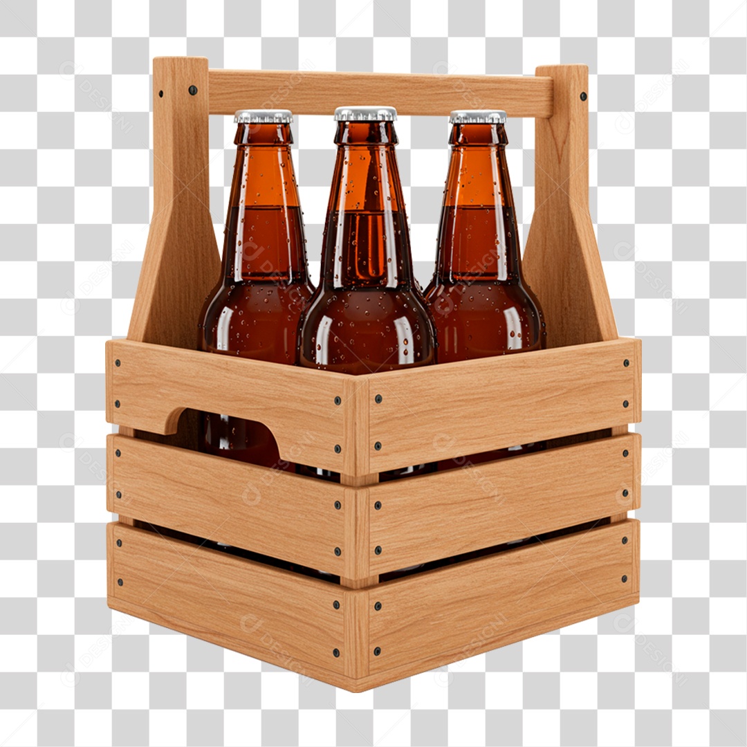 Caixa com Garrafa de Cerveja PNG Transparente