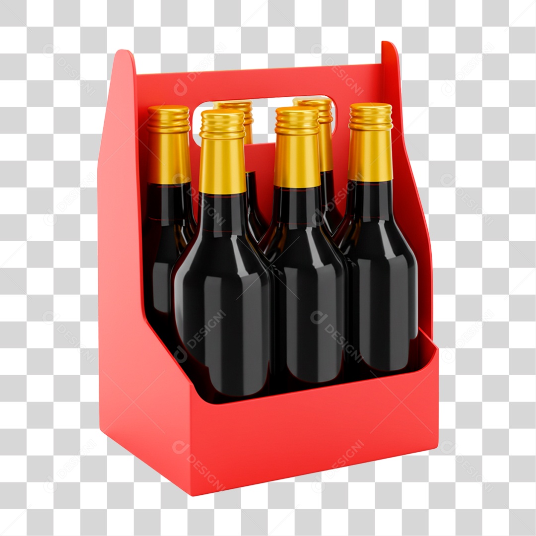 Caixa com Garrafa de Cerveja PNG Transparente