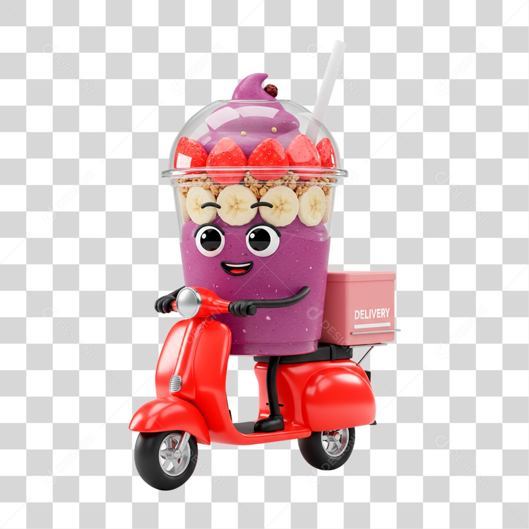 Mascote Copo de Açaí PNG Transparente