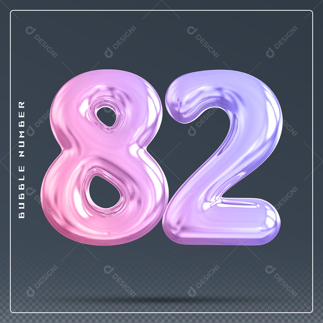 Elemento 3D Número 77 Colorido para Composição PSD