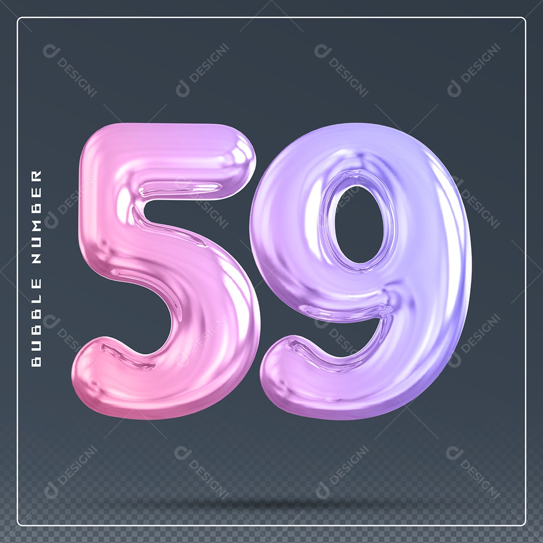 Elemento 3D Número 39 Colorido para Composição PSD