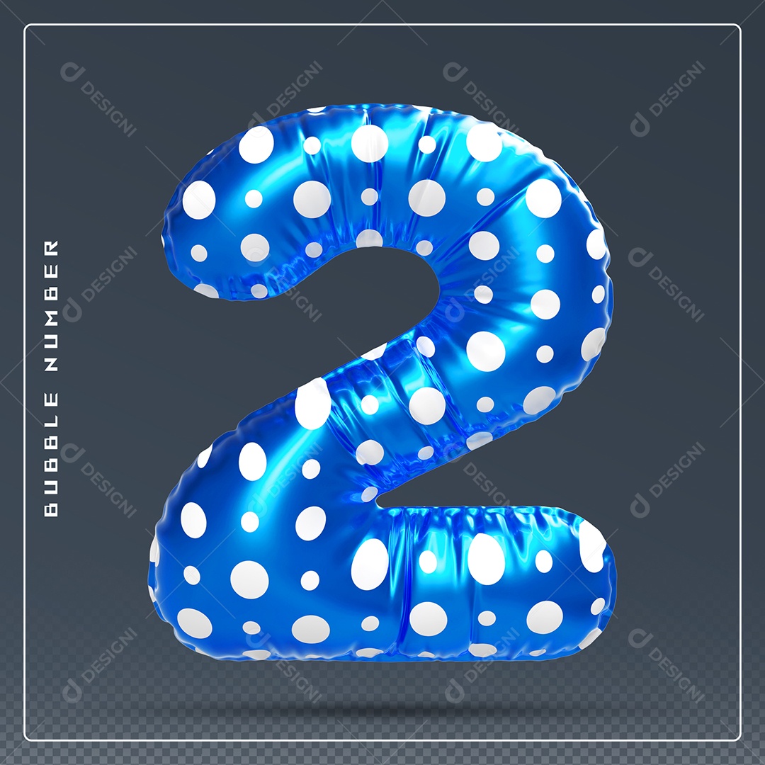 Elemento 3D Número 9 Azul E branco para Composição PSD