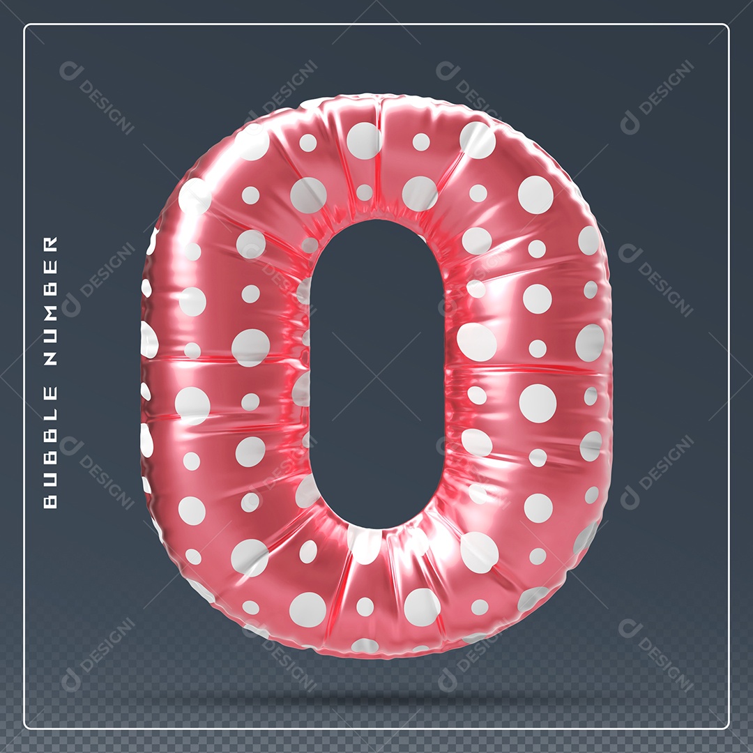 Elemento 3D Número 0 Vermelho E Branco para Composição PSD