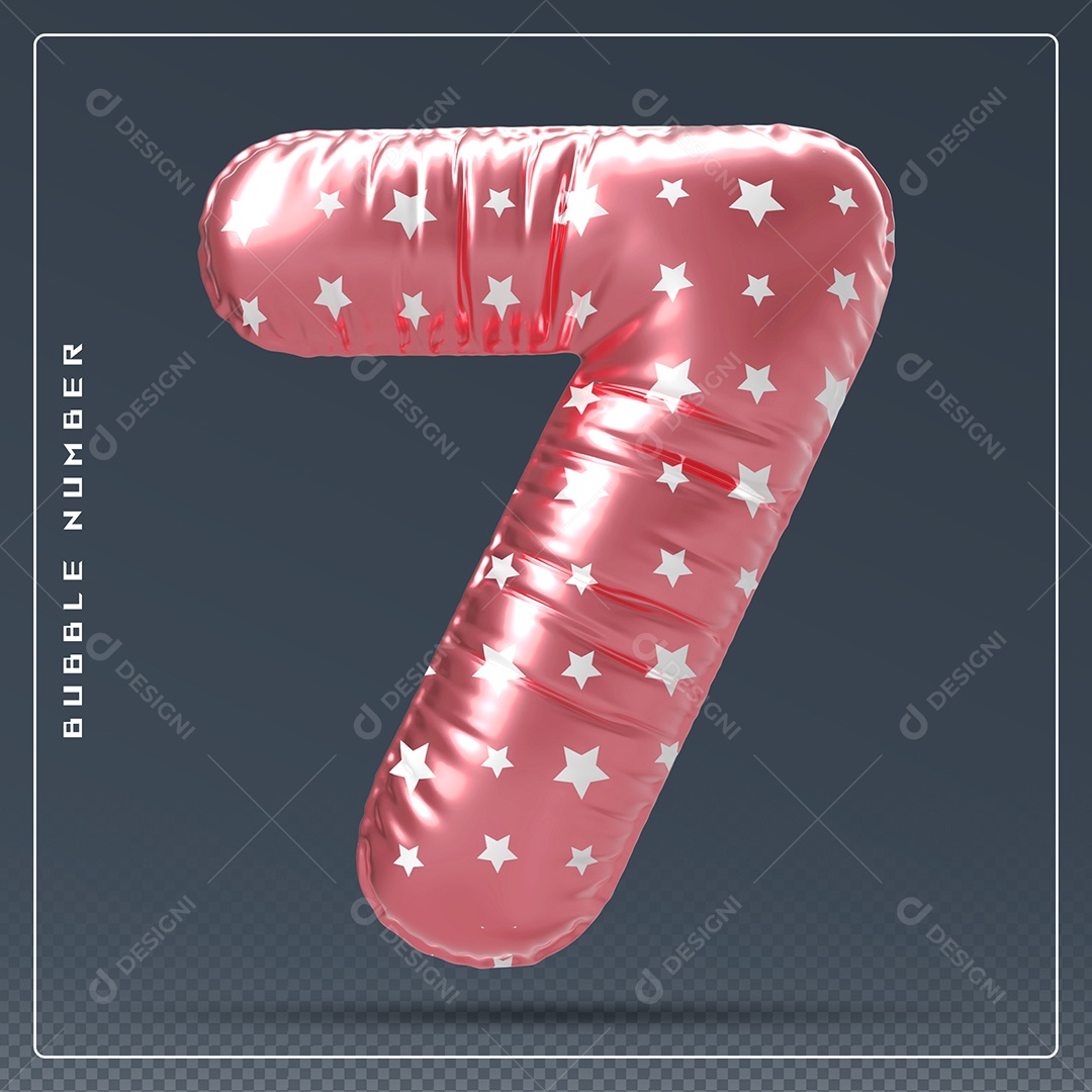 Elemento 3D Número 7 Vermelho E Branco para Composição PSD