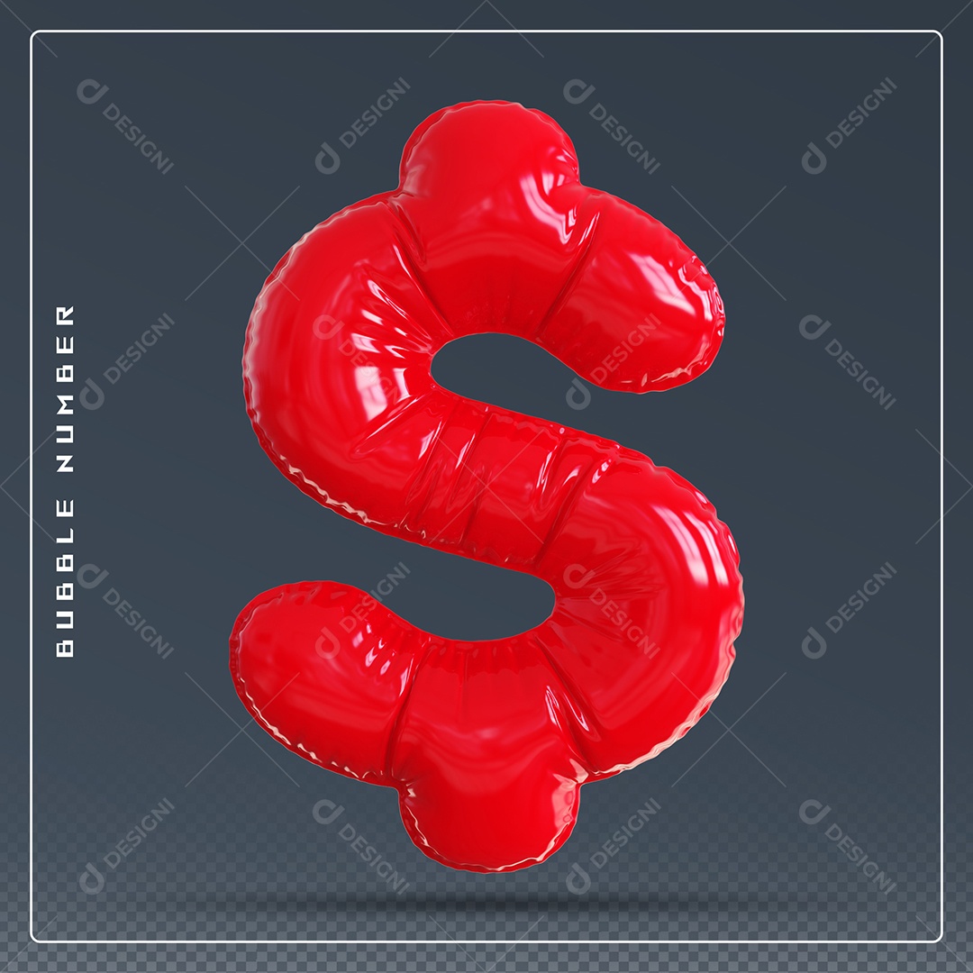 Elemento 3D Cifrão $ Vermelho para Composição PSD