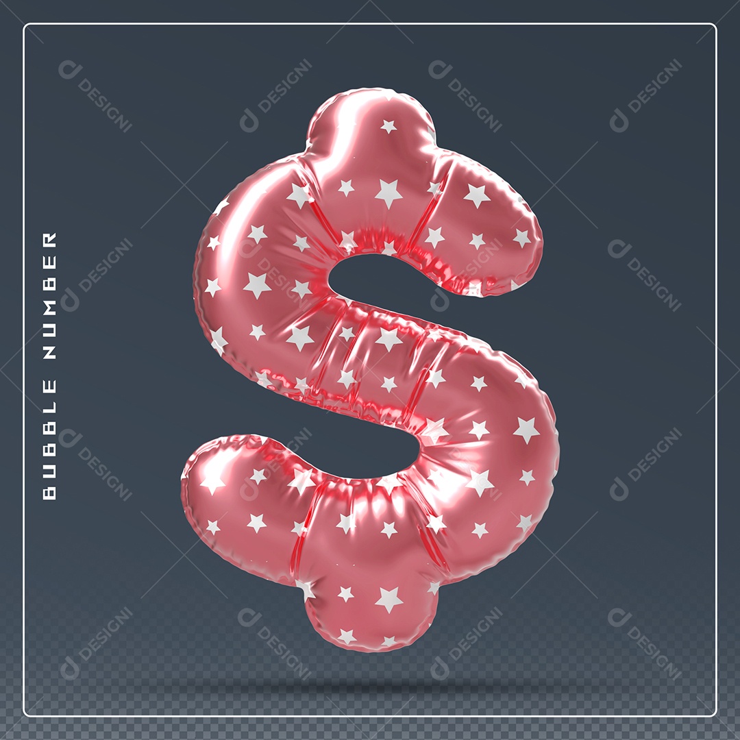 Elemento 3D Cifrão $ Rosa E Branco para Composição PSD