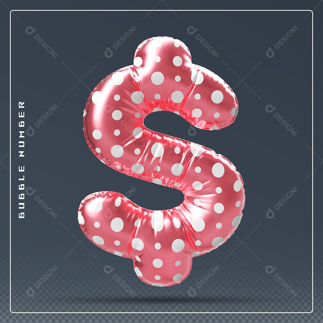 Elemento 3D Cifrão $ Rosa E Branco para Composição PSD