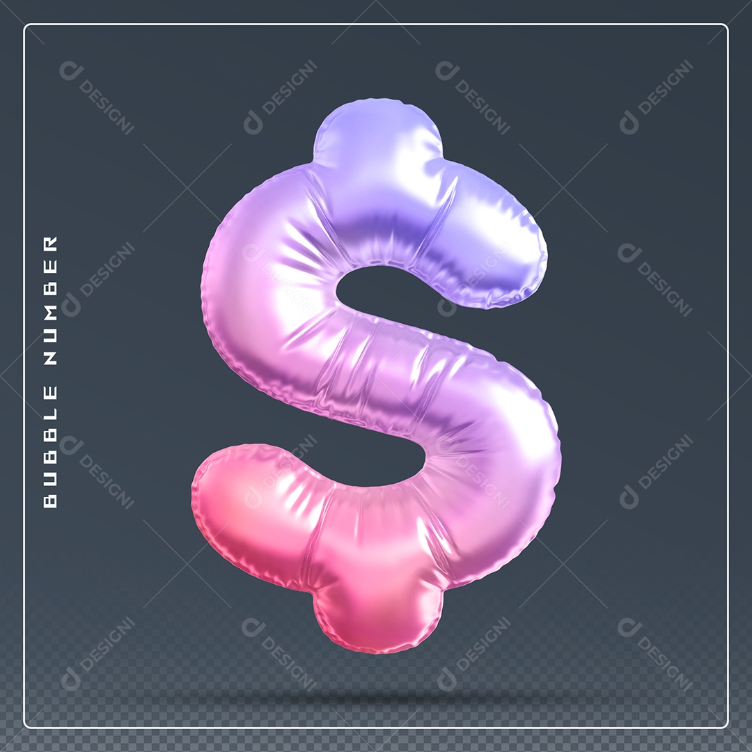 Elemento 3D Cifrão $ Colorido para Composição PSD