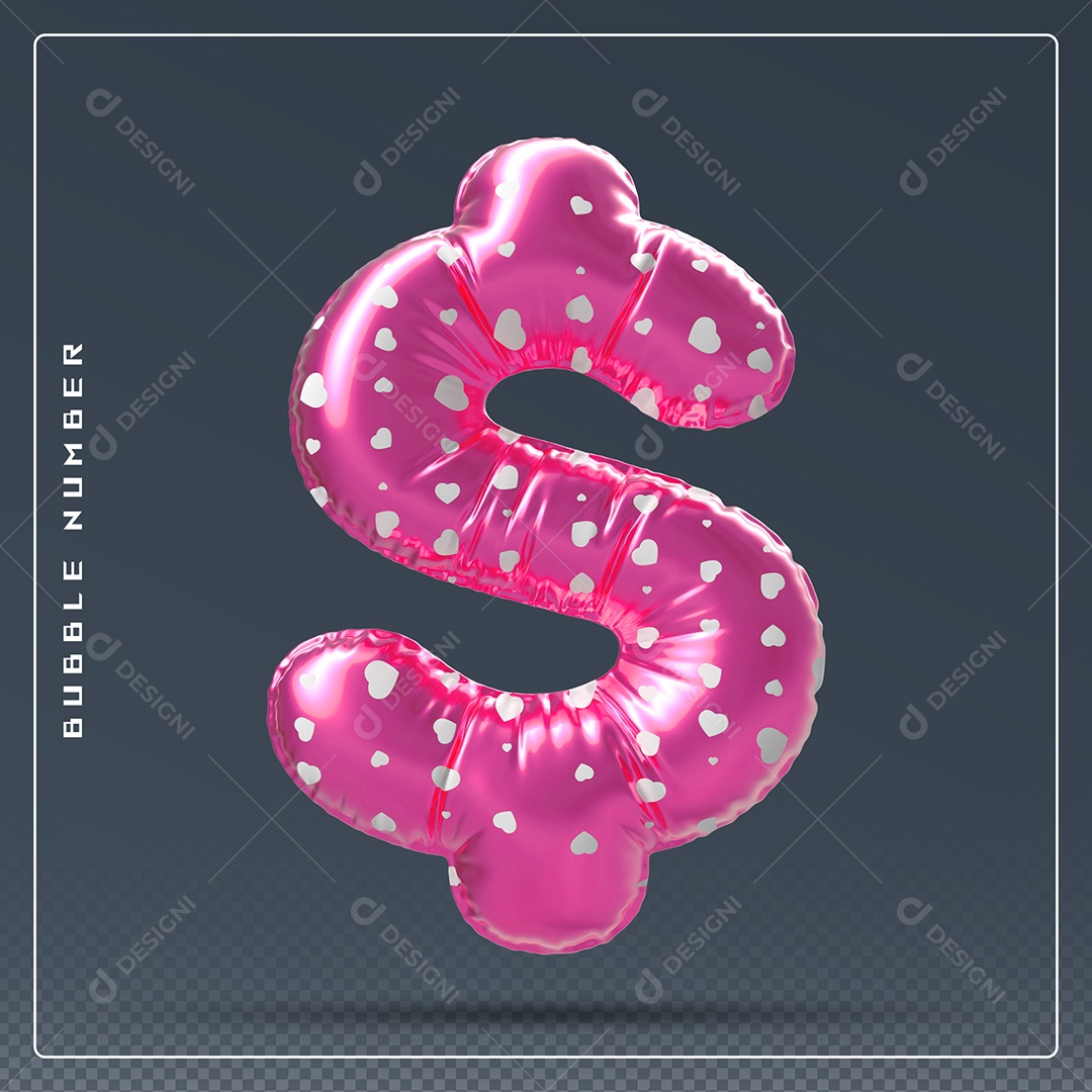 Elemento 3D Cifrão $ Rosa E Branco para Composição PSD