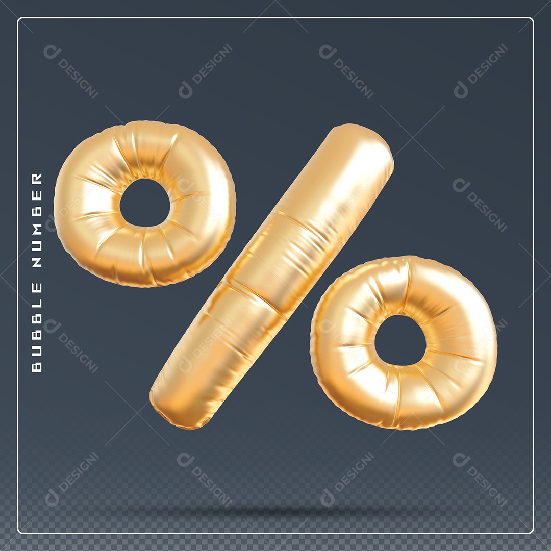 Elemento 3D % Símbolo De Porcentagem Dourado Para Composição PSD