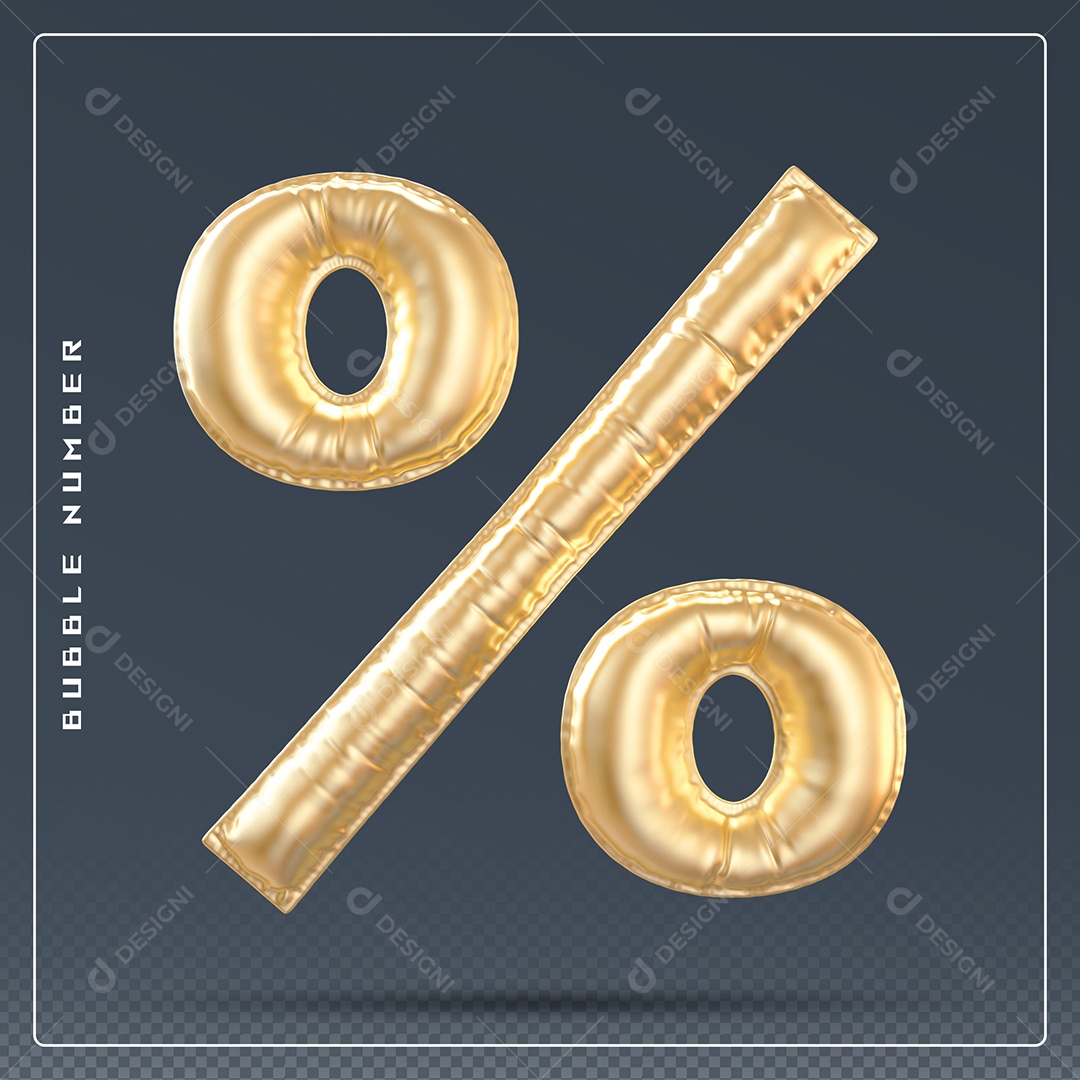 Elemento 3D % Símbolo De Porcentagem Dourado Para Composição PSD