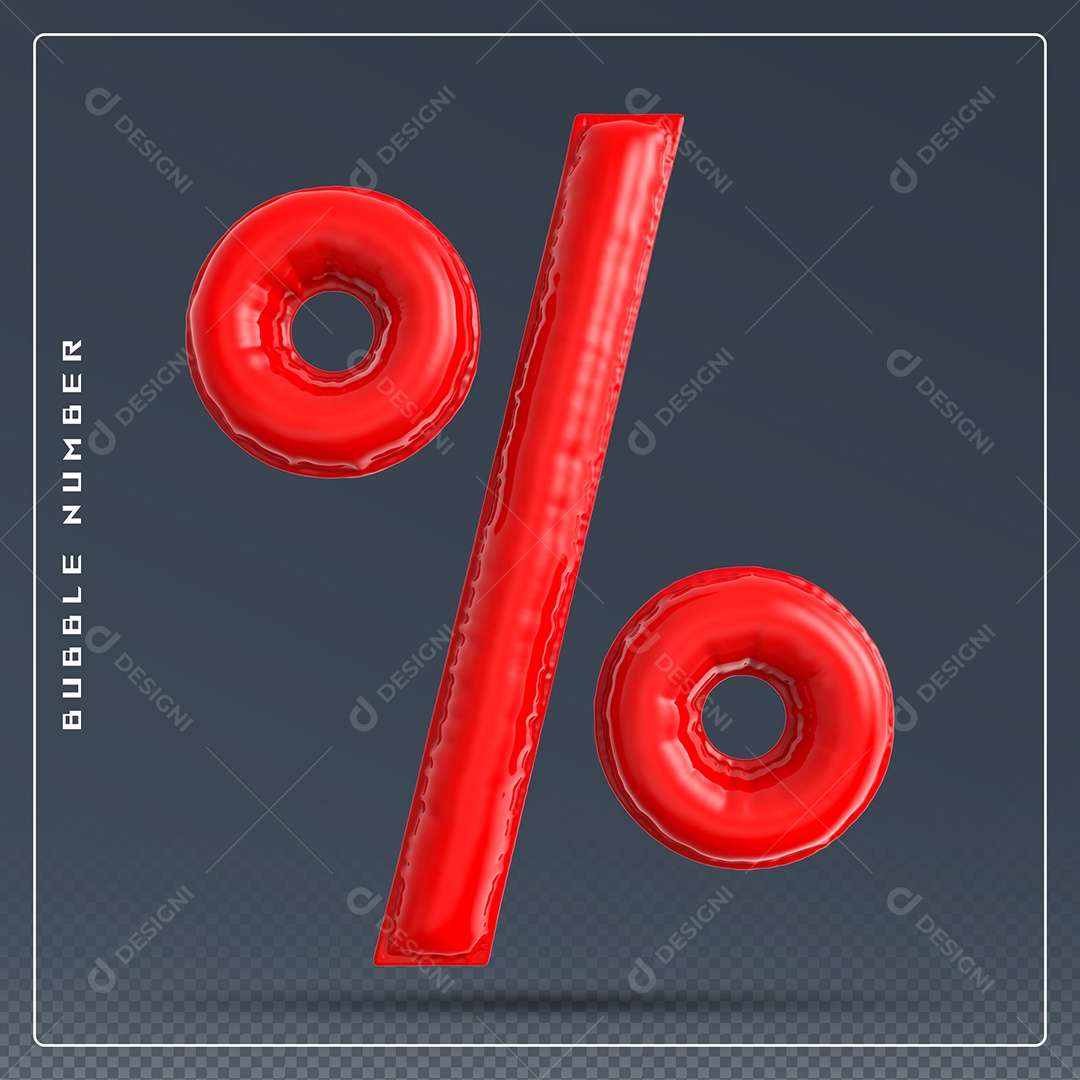 Elemento 3D % Símbolo De Porcentagem Vermelho Para Composição PSD