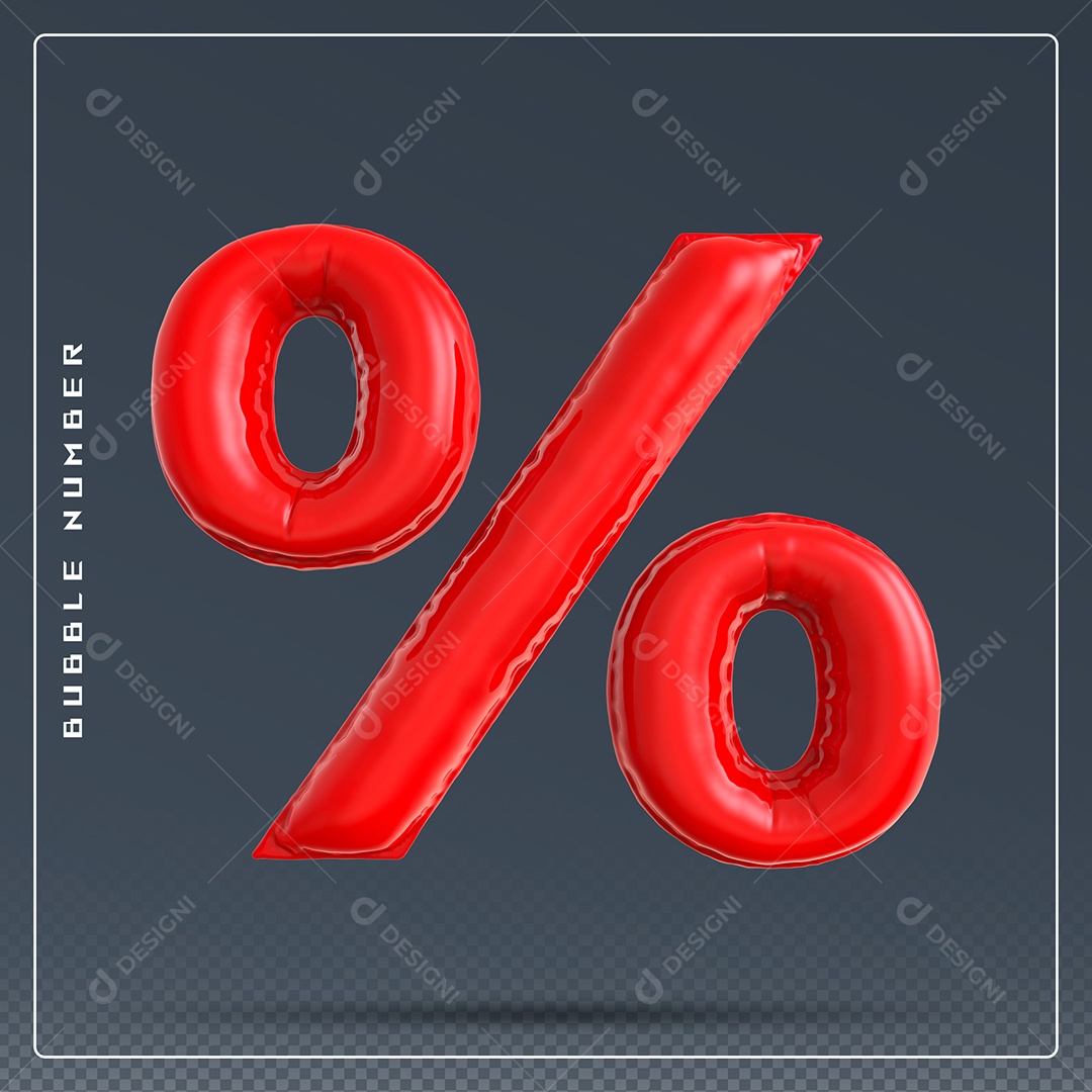Elemento 3D % Símbolo De Porcentagem Vermelho Para Composição PSD