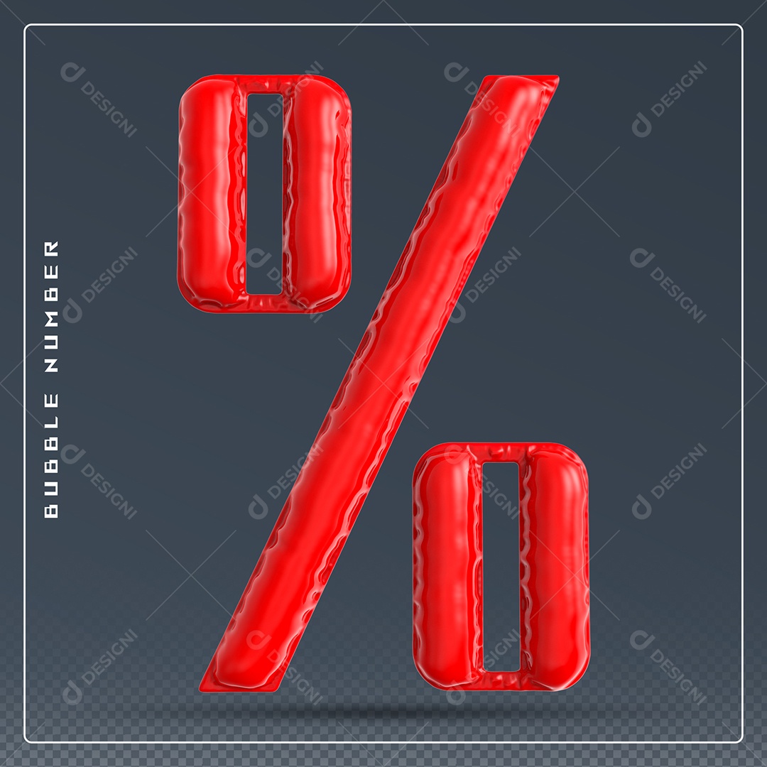 Elemento 3D % Símbolo De Porcentagem Vermelho Para Composição PSD