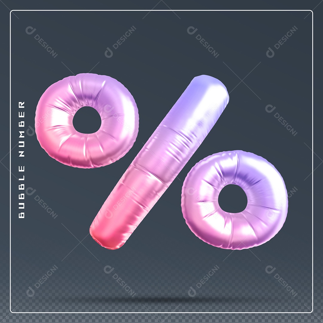 Elemento 3D % Símbolo De Porcentagem Colorido Para Composição PSD