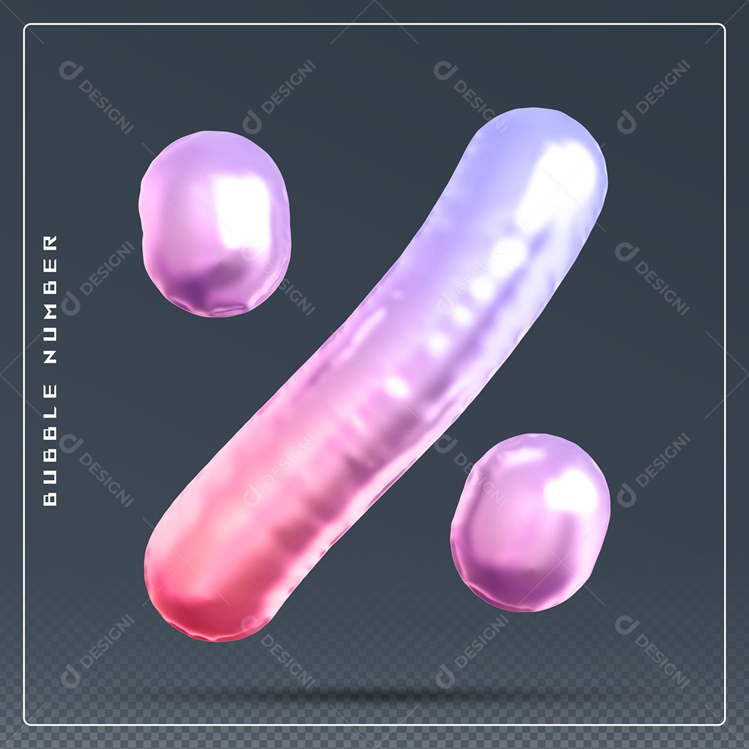 Elemento 3D % Símbolo De Porcentagem Colorido Para Composição PSD